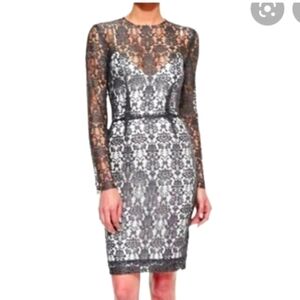 L'Agence Womens Lace Sheath Dress By Revolve Size 0 Gray Lace Over White Coquett